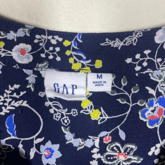 Gap Women's Navy Floral Long Sleeve V-Neck Modal Blouse Medium! - Picture 3 of 5